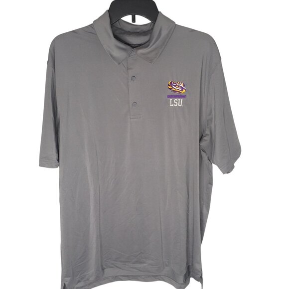 LSU Tigers Shirt Polo Mens XL Gray NCAA Football Champion Embroidered Stretch - Picture 1 of 13